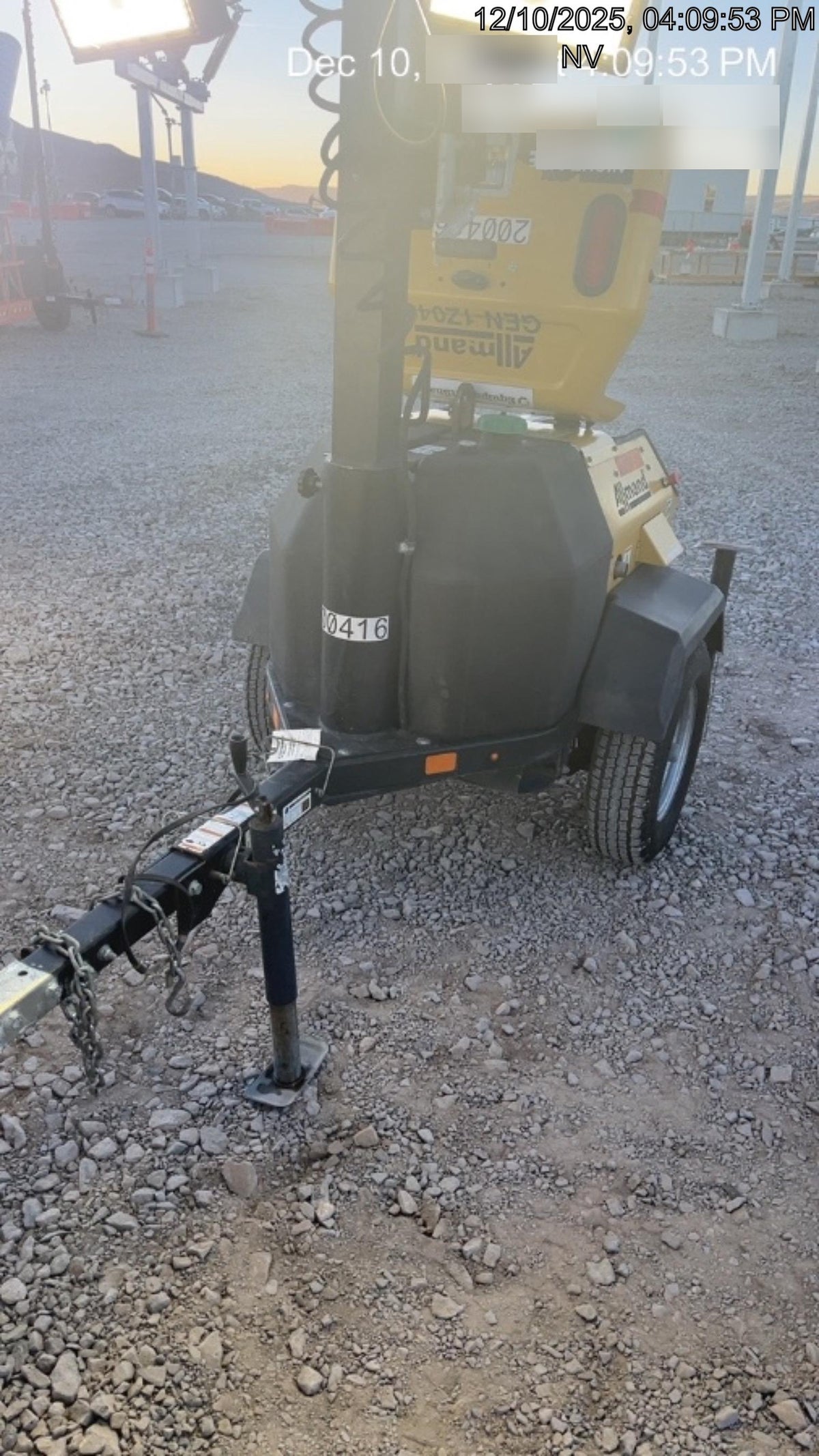 2022 Allmand NLV3GR (4) LED Light Fixture 350W, 23' Vertical Mast, 3kW Prime, Towable, Deep Sea L401, Leveling Jacks, Yanmar T4F 5.8hp