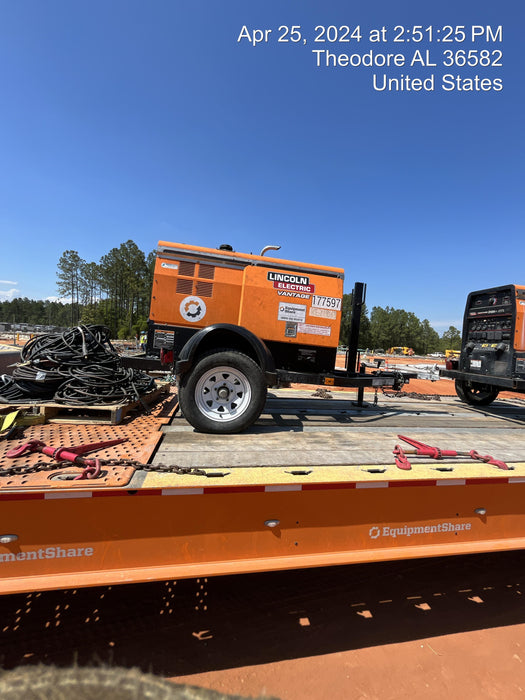 2021 Lincoln Electric Vantage 322 Vantage 322 Ready Pak 3 w/ Decals, ORANGE (includes trailer, cable rack, fender light kit) NO Telematics