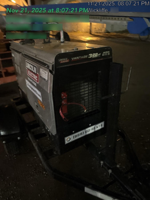 2019 Lincoln Electric Vantage 322 Welder Ready-Pak 3, Two wheel trailer, Fender and Light kit, Cable Rack