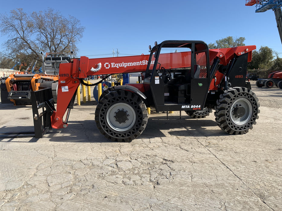 2020 Manitou MTA8044 74hp T4F, Open ROPS, Cab and Boom LED work lights, Auxiliary Hydraulics, Solid Tires, Amber strobe, Lift Hook w/66" Carriage, 60" Forks