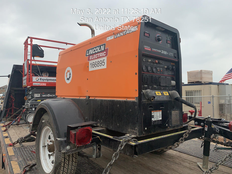 2021 Lincoln Electric Vantage 322 Vantage 322 Ready Pak 3 w/ Decals, ORANGE (includes trailer, cable rack, fender light kit) NO Telematics