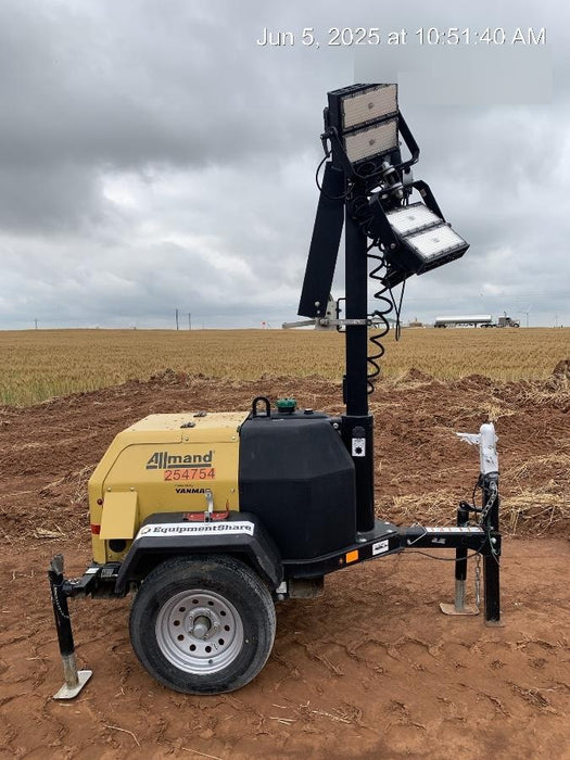 2022 Allmand NLV3GR (4) LED Light Fixture 350W, 23' Vertical Mast, 3kW Prime, Towable, ES Decals, T3