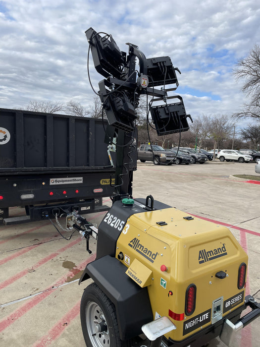 2022 Allmand NLV3GR (4) LED Light Fixture 350W, 23' Vertical Mast, 3kW Prime, Towable, ES Decals, T3